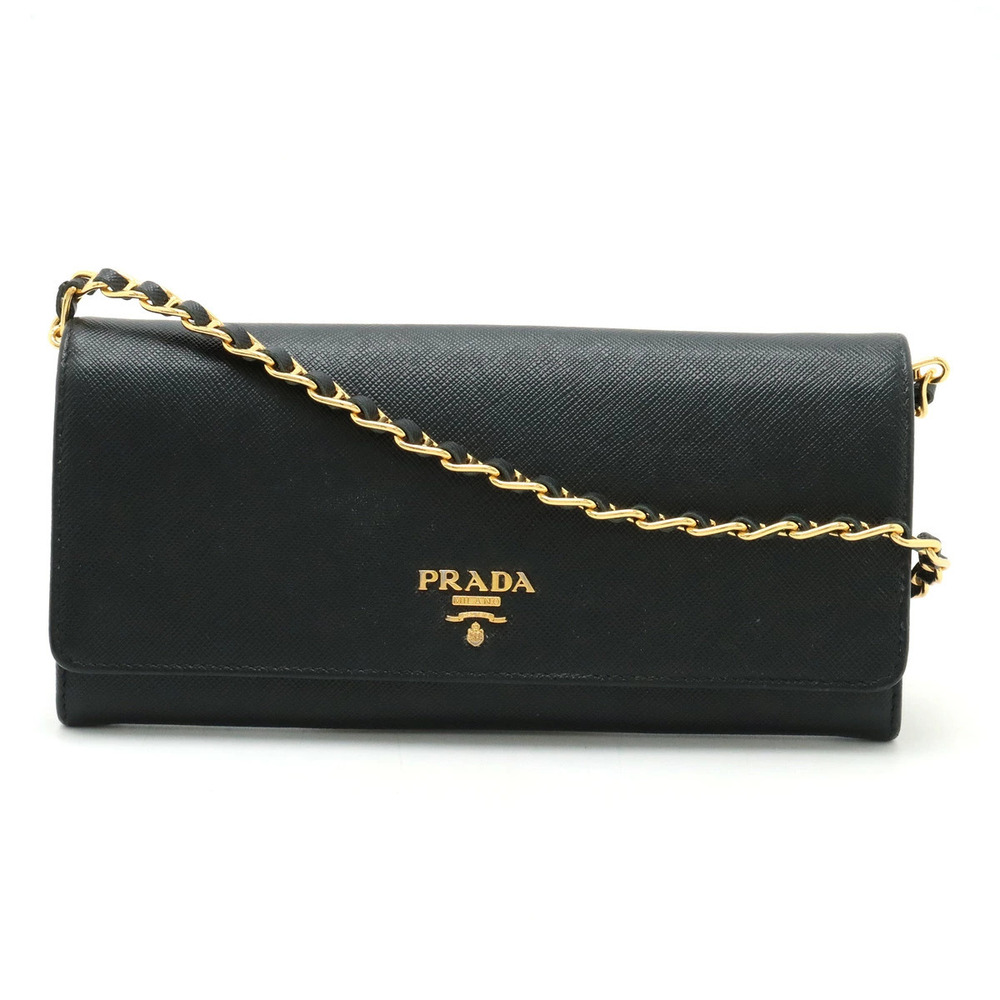 Prada Chain Wallet Shoulder Bag Leather NERO Black duty